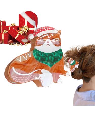 Hair Grip Claw Clip Strong Hold Cat Shaped Hairstyle Barrette Grip Clip Hair Accessories for Women Long Hair Hairpin for Girls Youth Teenagers Shaoxing Orange