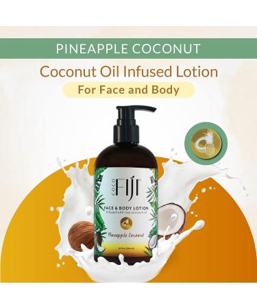 Coco Fiji Pineapple Coconut Face & Body Lotion 12 oz - Coconut Oil Moisturizer for Dry Skin - Men & Women - Massage Cream & Face Moisturizer - Buy Online on GoSupps.com