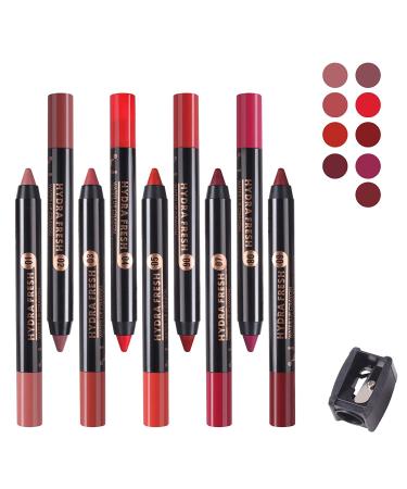 MEICOLY 9-Color Matte Lipstick & Lip Liner Set for Black Women | Velvet Durable Combination Kit with Large Sharpener - Buy Online on GoSupps.com