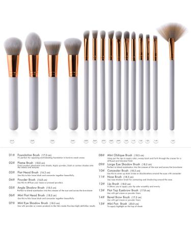 15Pcs Foundation Eyeliner Tool & Glitter Makeup Brush Set - White | Professional Eyeshadow & Lip Powder Brushes for Flawless Application - International Shipping Available - Buy Online on GoSupps.com