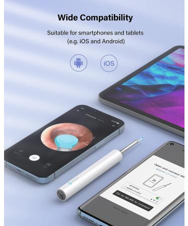 BEBIRD C3 Ear Cleaner - Wireless Otoscope 1080P HD Waterproof Endoscope for Ear Wax Removal - 6 LED Light, Mom Gadgets - White - Buy Online on GoSupps.com