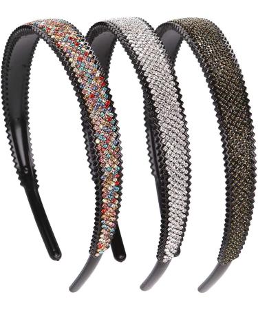 LONEEDY Women's 2cm Wide Non-Slip Headband with Teeth & Crystal Rhinestones - Durable Hair Accessory - Buy Online on GoSupps.com
