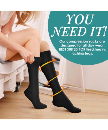 COOLOVER Compression Socks: 3 Pairs for Women and Men - Running, Athletic, Nursing, Travel - Black, Large-X-Large - Buy Online on GoSupps.com