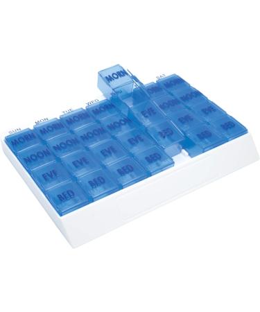 Apex Large 7 Day Weekly Pill Organizer - Easy-Open 4 Times a Day Medication & Vitamin Organizer - Transparent Design for Easy Viewing - Buy Online on GoSupps.com