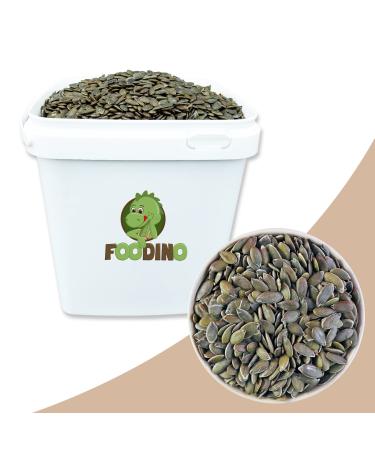 Pumpkin seeds peeled green untreated unsalted natural unwelt pumpkin kernels without shell 100% naturally delivery in the recoverable practical bucket 3.5kg premium quality foodino