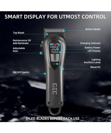 GEC Smart Hair Clipper for Men - Rechargeable Low Noise 5-Mode Professional Hair Trimmer Kit with Auxiliary Light - Buy Online on GoSupps.com