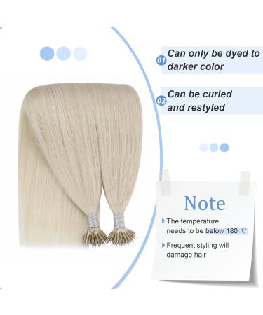 Youngsee Nano Ring Extensions - Real Hair Blonde 40cm | Nano Rings Hair Extensions - Platinum Blonde 1g/s Smooth 50g #60A - Buy Online on GoSupps.com
