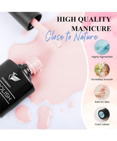Pheonixy Gel Nail Polish Kit with UV LED Lamp - 12pcs Set All Seasons Glossy Matte Top Coat Base Coat Gel Starter Kit - Blueberry Blush - Buy Online on GoSupps.com