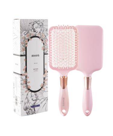 RHOS Detangler Hair Brush for Women&Men and Wet&Dry Hair-Paddle Hair Brush for Thick Hair-Cushion Hair Brush for Detangling-For All Hair Types (1 Pack-Pink) Paddle-pink