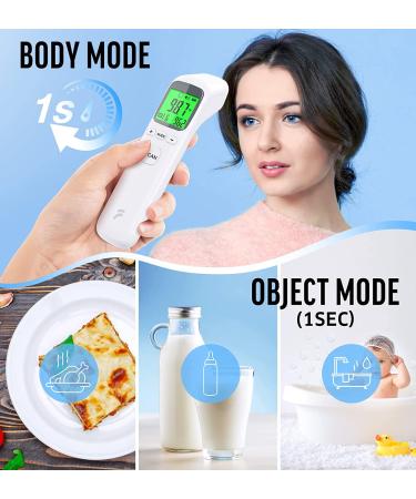 Digital No-Touch Forehead Thermometer for Adults and Kids - Fever Alert, Object Mode, 32 Memory Recall - Instant Accurate Reading - White - Buy Online on GoSupps.com