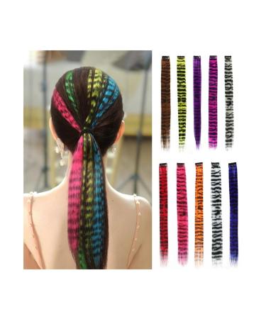 Feather Hair Extensions 18 Inch Colored Synthetic Hair Feather Colorful False Hair Extension Mixed Color Straight Hair Pieces for Women Girls (Color : SM77-10 Size : 18inches) 18inches SM77-10