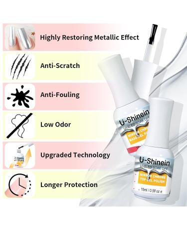 15ml No Wipe Top Coat for Metallic Gel Nail Polish - Create Mirror Chrome Effect Easy | Best Top Gel for Chrome Nails - Buy Online on GoSupps.com