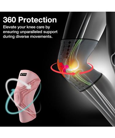 ENEX Knee Support Brace - Compression Sleeve with Stabilizers & Gel Pad for Meniscus Tears, Arthritis, and Joint Pain Relief - Pink, Size L - Buy Online on GoSupps.com
