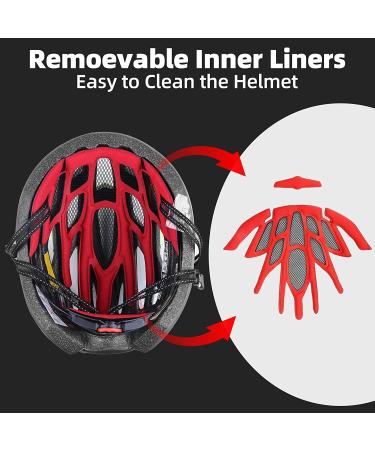 Shinmax CPSC/CPC Certified Bike Helmet with Magnetic Goggles & LED Light | Adjustable Adult Cycling Helmet - Black/Red/White - Buy Online on GoSupps.com