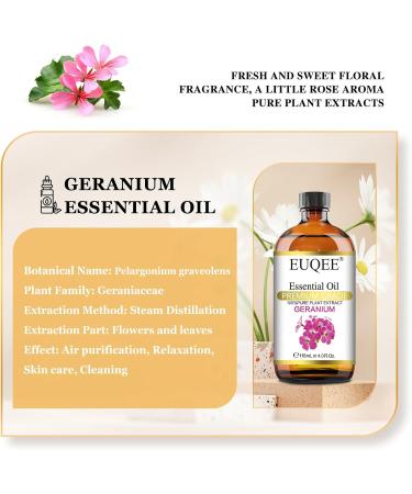 EUQEE Geranium Essential Oil 118ml - Pure Natural Diffuser Oil for Aromatherapy at Home - Buy Online on GoSupps.com