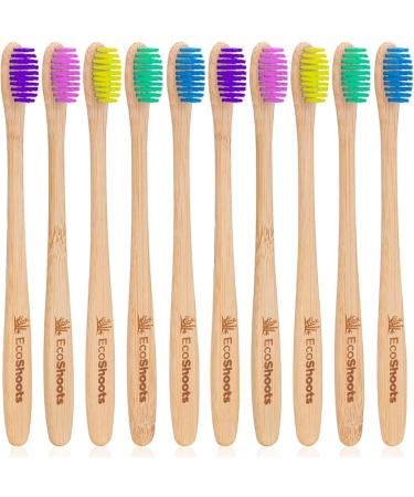 EcoShoots Adults Bamboo Toothbrushes with Medium Bristles - Family Pack of 10 Natural Bamboo Toothbrush - Eco-Friendly Natural Wooden Toothbrush - Organic Biodegradable Handle - BPA Free Tooth Brushes Medium 10 Pack - Buy Online on GoSupps.com