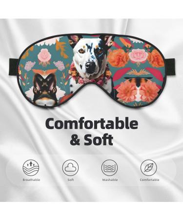 SSIMOO Cattle Dog Floral Print Double-Sided Eye Mask | Soft Light Blocking Sleep Mask for Enhanced Sleep Quality - International Shipping Available - Buy Online on GoSupps.com