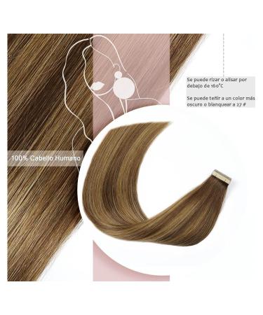 Shop 14 Balayage Tape-In Hair Extensions - Chocolate Brown to Caramel Blonde (#4/4/27) | 100% Real Hair 20PCs Invisible Skin Weft - Buy Online on GoSupps.com