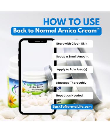Back To Normal Arnica Cream - Extra Strength 2 oz | FDA Registered Pain Relief for Joints & Muscles - Buy Online on GoSupps.com