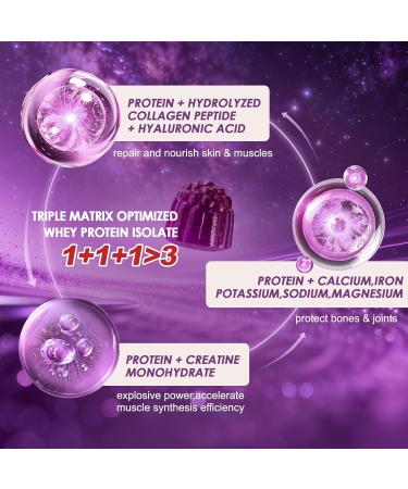 3 in 1 Whey Protein Gummies | Creatine Monohydrate | Collagen 0 Sugar Pure Protein Source Muscle & Energy Support Berry Flavor for Women and Men - Buy Online on GoSupps.com