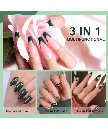 Green & Gold Gel Liner Nail Art Set | Soak Off French Manicure Polish | UV Gel for Liner Drawing & Nail Painting | 2pcs - Buy Online on GoSupps.com