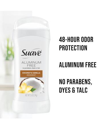 Suave Aluminum-Free Deodorant Variety 2-Pack Coconut & Vanilla + Rose Petal & Jasmine 48H Odor Protection Free of Parabens Dyes & Talc 2.7 Oz Ea - Buy Online on GoSupps.com