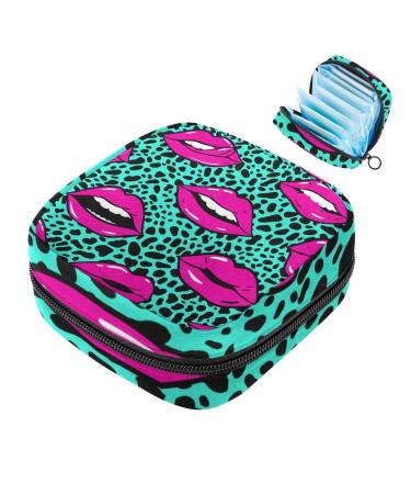 Pink Lips Leopard National Stock Pocket Menstrual Pad Pocket Pavable menstrual cup pocket with zipper for teenagers girls women women