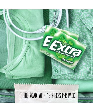 EXTRA Spearmint Sugarfree Chewing Gum 15pc x 10 Pack - Fresh Breath & Long Lasting Flavor - Buy Online on GoSupps.com