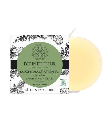 crin de Fleur - Certified Organic Shaving Soap for Men Artisanal Manufacturing Cold Processed Superfatted Infused with Hazelnut Oil and Cedar Essential Oil 1x55g