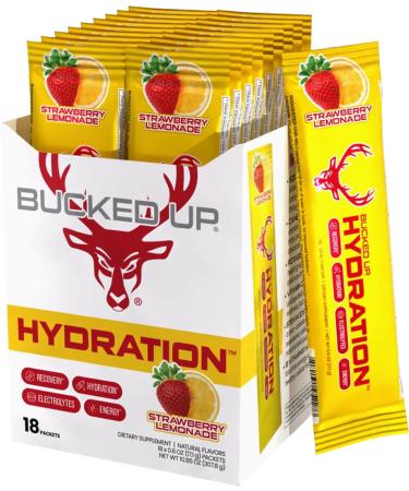 Bucked Up Hydration - Strawberry Lemonade | Electrolyte and Hydration Powder Drink Mix | 18 Packs (18 Servings)