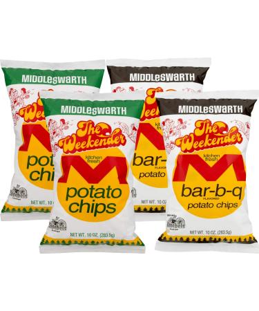 Middleswarth Weekender Kitchen Fresh Original & Bar-B-Q Potato Chips Variety 4 Pack- 10 oz. Bags