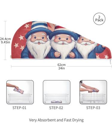 Super Absorbent American Independence Day Dwarf2 Hair Towel 2 Pack | Quick Dry Hair Turbans for Women & Girls - Buy Online on GoSupps.com