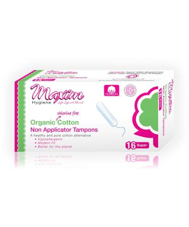 Organic Cotton Non Applicator Tampons - Super 16 Ct