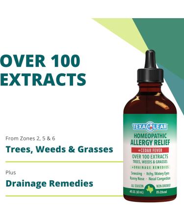 TexaClear Cedar Fever Allergy Relief Drops Homeopathic 4oz for Texas Zones 2 5 6 | All Season Relief & Drainage Remedies - Buy Online on GoSupps.com