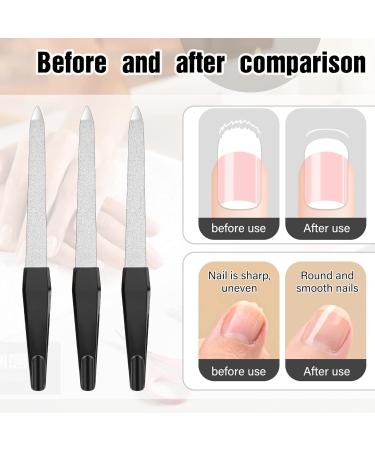 6-Piece Professional Metal Nail File Set Double-Sided Black Nail Files for Natural Nails Manicure & Pedicure - Non-Slip Handle | Perfect for Fingernails & Toenails - Buy Online on GoSupps.com