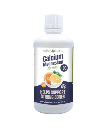 Nature's Liquids - Calcium Magnesium Supplement Liquid (2:1 Ratio) - with D3 Boron Manganese for Optimal Absorption - for Strong Bones and Teeth - Orange Vanilla Flavor - (32oz - 32 Servings)