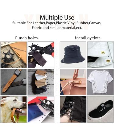 Leather Hole Punch Tool for Belts and More - Multi Size Puncher with Grommet Eyelet Kit - DIY Craft Projects - 100 Sets, Black/Red - Buy Online on GoSupps.com