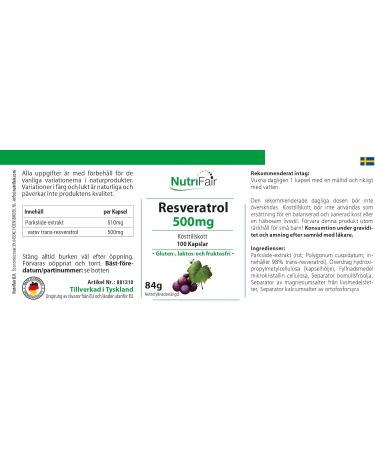 Resveratrol 500mg - with 510mg Knotweed Extract Including 500mg Trans-Resveratrol - 100 Capsules - High Dosed - 100% Vegan - - Buy Online on GoSupps.com