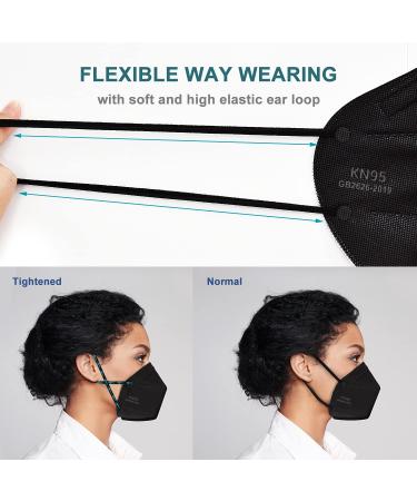 OPECTICID KN95 Black Face Mask 60PCS - Individually Wrapped, 5-Layer Filter, 95% Efficiency - Certified Disposable Masks - Buy Online on GoSupps.com