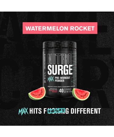 Jacked Factory Nitrosurge Max High Stim Pre Workout Powder - Premium High Caffeine Pre Workout w Nootropic Ingredients for Intense Energy Clear Focus Endurance - 40 Servings Watermelon Rocket - Buy Online on GoSupps.com