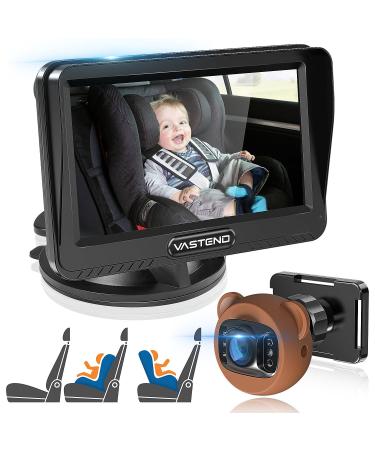 VASTEND Baby Car Camera 1080P 4.3'' HD Baby Car Mirror Monitor 150 Wide View Night Vision Function Car Mirror Display Essentials for Newborn Safety Car Seat Mirror Camera Aimed at Baby