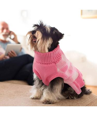 IECOii Knitted Dog Jumper Dress: Warm Plaid Sweater for Small to Medium Dogs - Pink - Buy Online on GoSupps.com