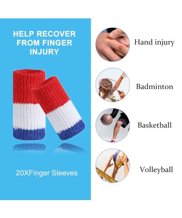 20-Piece Finger Protection Bandage Set | Stretchy Covers for Arthritis Injury & Sports | Red & White - Buy Online on GoSupps.com