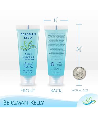 Bergman Kelly Travel Size 2-in-1 Shampoo & Conditioner 1oz - 100 Pack Tropical Waterfall | Hotel Toiletries Bulk, Invigorating Amenities - Buy Online on GoSupps.com