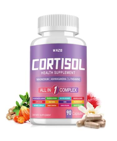 Cortisol Supplements for Women with Magnesium Ashwagandha & L-Theanine. High Cortisol Reducer Manager Cortisol Detox for Women Lower and Control 90 Capsules (Pack of 1) Original