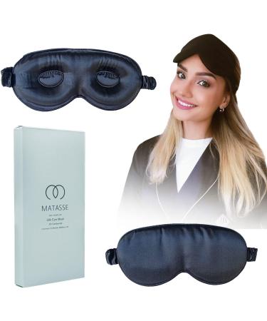MATASSE Silk Eye Mask - 3D Contoured Eye Cover for Sleeping - Silk Strap, No Wrinkles - Black & Champagne - Buy Online on GoSupps.com
