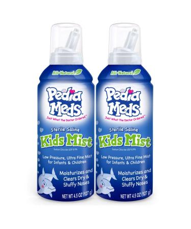 Sterile Saline Pediatric Mist Instantly Moisturizes and Relieves Nasal Congestion Safe for Newborns and Up 4.5 oz Bottle (Pack of 2)