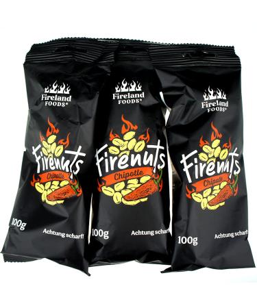 Firenuts Chipotle pack of 3 3x100g bags | with smoked jalapeno | roasted in olive oil Salted 100 g (pack of 3)