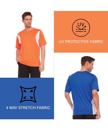 Men's Dry Fit Athletic Shirts - Moisture Wicking Gym Performance Shirt - Royal/Orange XL - 1&2 Pack - Buy Online on GoSupps.com
