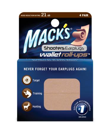 Mack's Shooters Wallet Roll-Ups Ear Plugs 4 Pair - Soft Foam Earplugs for Hunting Shooting Loud Events and Snoring